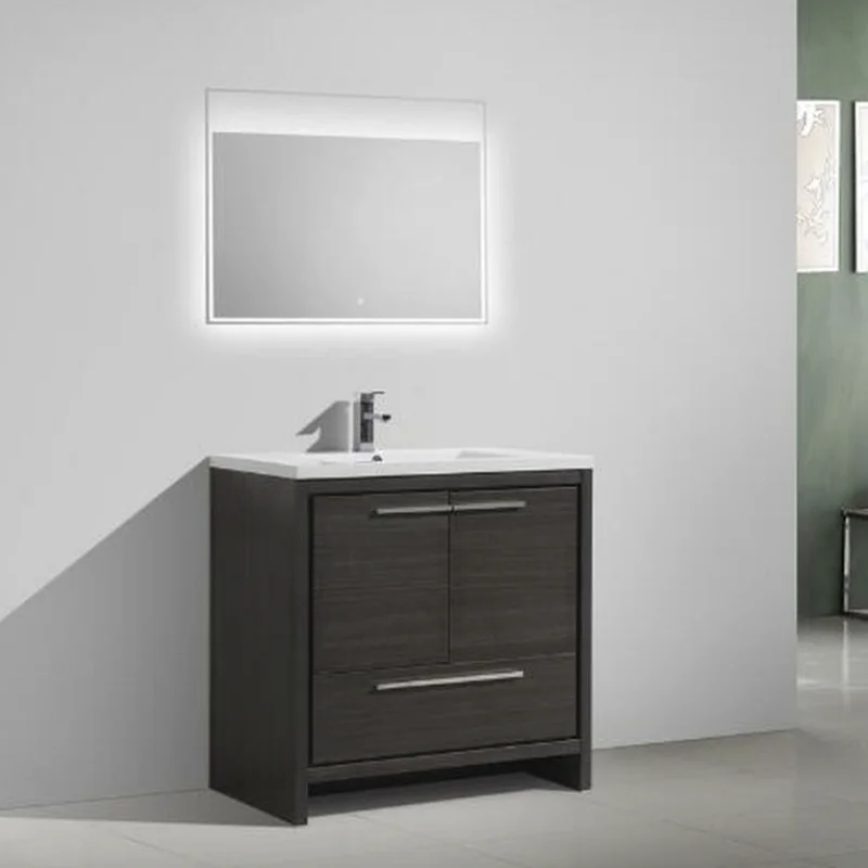 Modern Factory Directly Floor Standing Bath Vanity Set With LED Mirror Bathroom Cabinet Vanity With Smart Mirror For Hotel Home