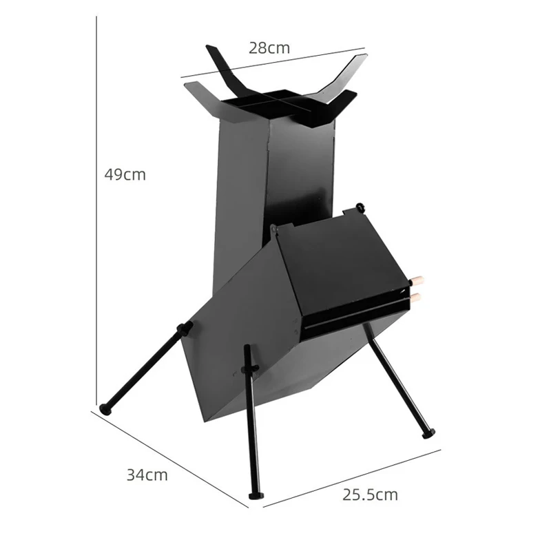 Jetshark Folding Portable Fishing Rocket Stove Outdoor Camping Heating Multifunctional Picnic Firewood Stove