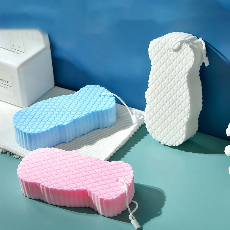 3D Body Cleaning Bath Sponge Baby Soft Towel Rubbing Mud Without Hurting Skin Toddler Fish Scale Pattern Scrubber Shower Sponge