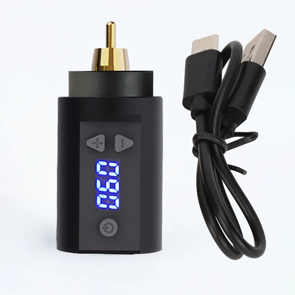 High Quality Wholesale Tattoo Machine Power Supply Mini Battery Grip DC RCA 1500mah Wireless USB Charge Black
