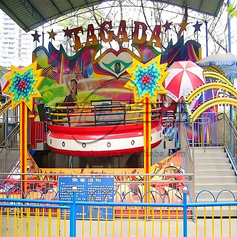 China Hot Sale Exciting Thrill Rides Fairground Amusement Park Game Machine Portable Crazy Turntable Disco Tagada With  Trailer