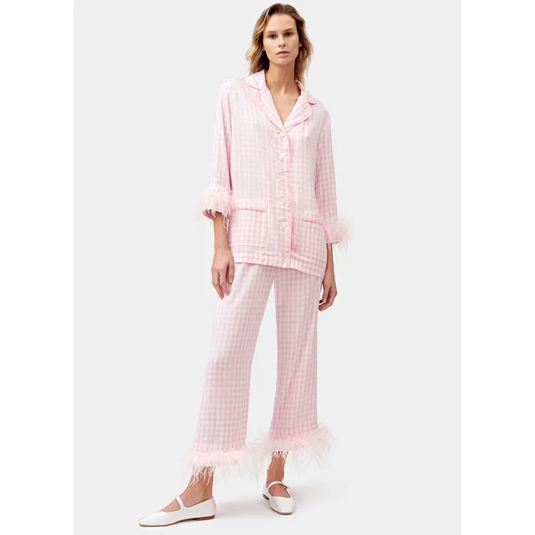Custom service Wholesale fashion pajamas set comfortable  cotton custom pajamas for women