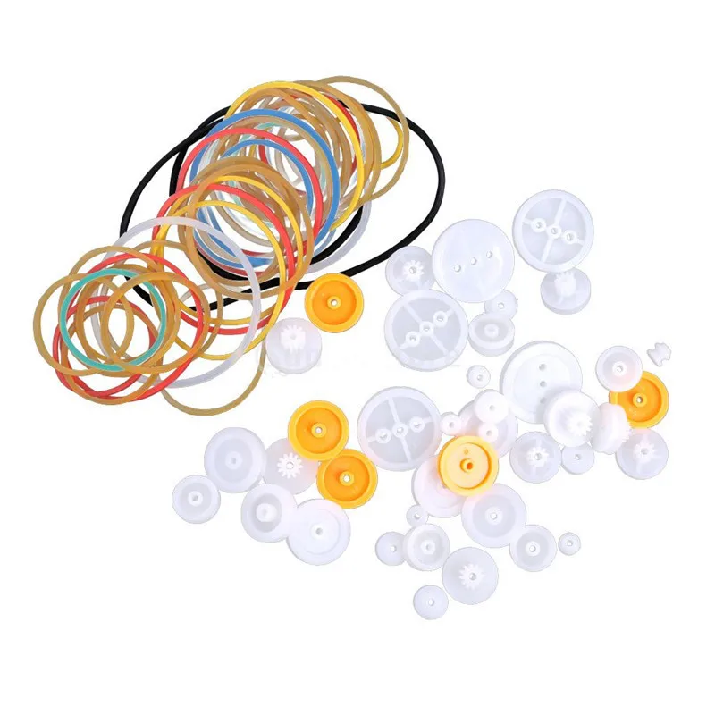 84pcs Plastic Toys Pulley Accessories 130 180 Motor Gear Wheels For 2MM Shaft DIY Science Education Model Parts