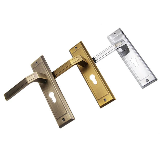 Most Popular Bedroom Zinc Alloy Plate Door Handle With Door Lock Set Body Cylinder Mortise Lock For Wooden Door