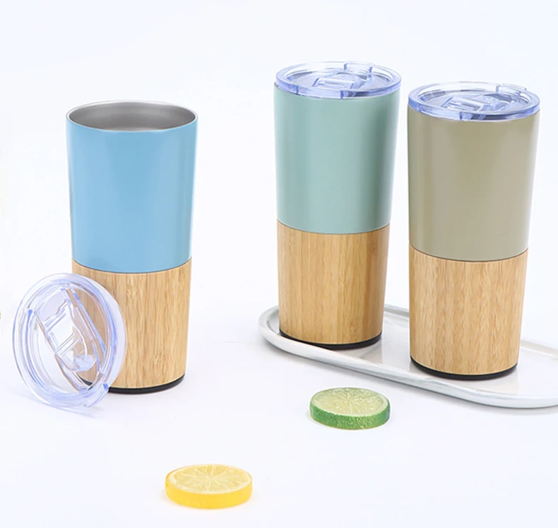2025 Bamboo Coffee Mug Tea Tumbler Stainless Steel Coffee Mug 20oz bamboo tumblers Drinking Travel Cup