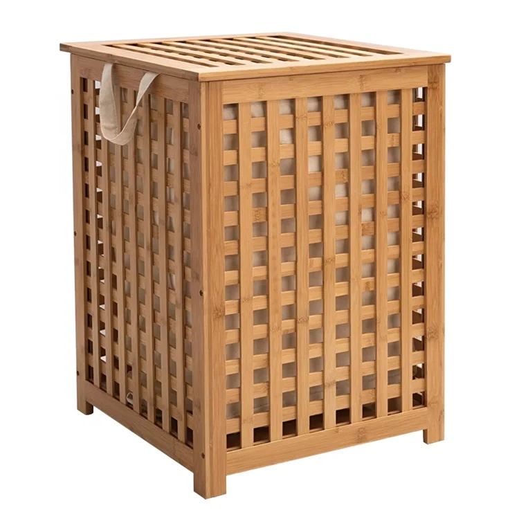 Hot sale home corner bathroom dirty clothes storage hamper bamboo laundry basket with lid