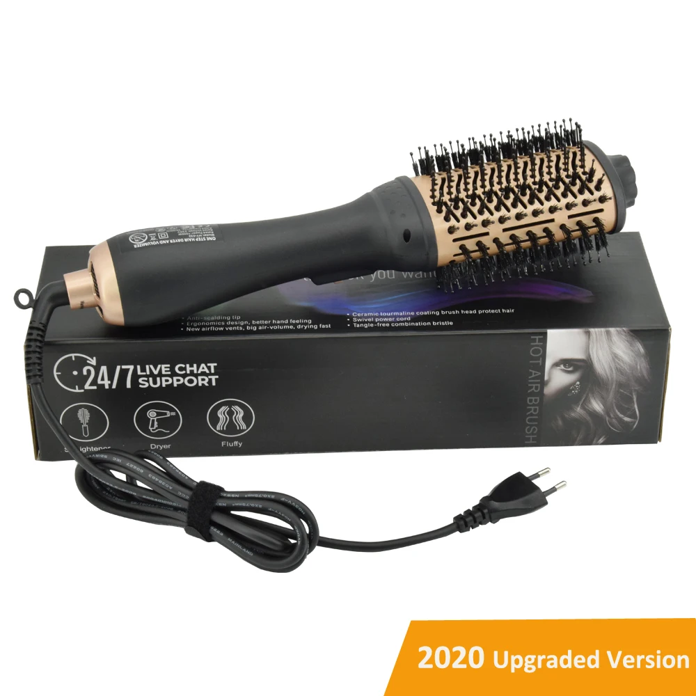 
2020 Newest Private Patent Hot Air Brush One-Step Hair Dryer Brush with Smaller Handle 