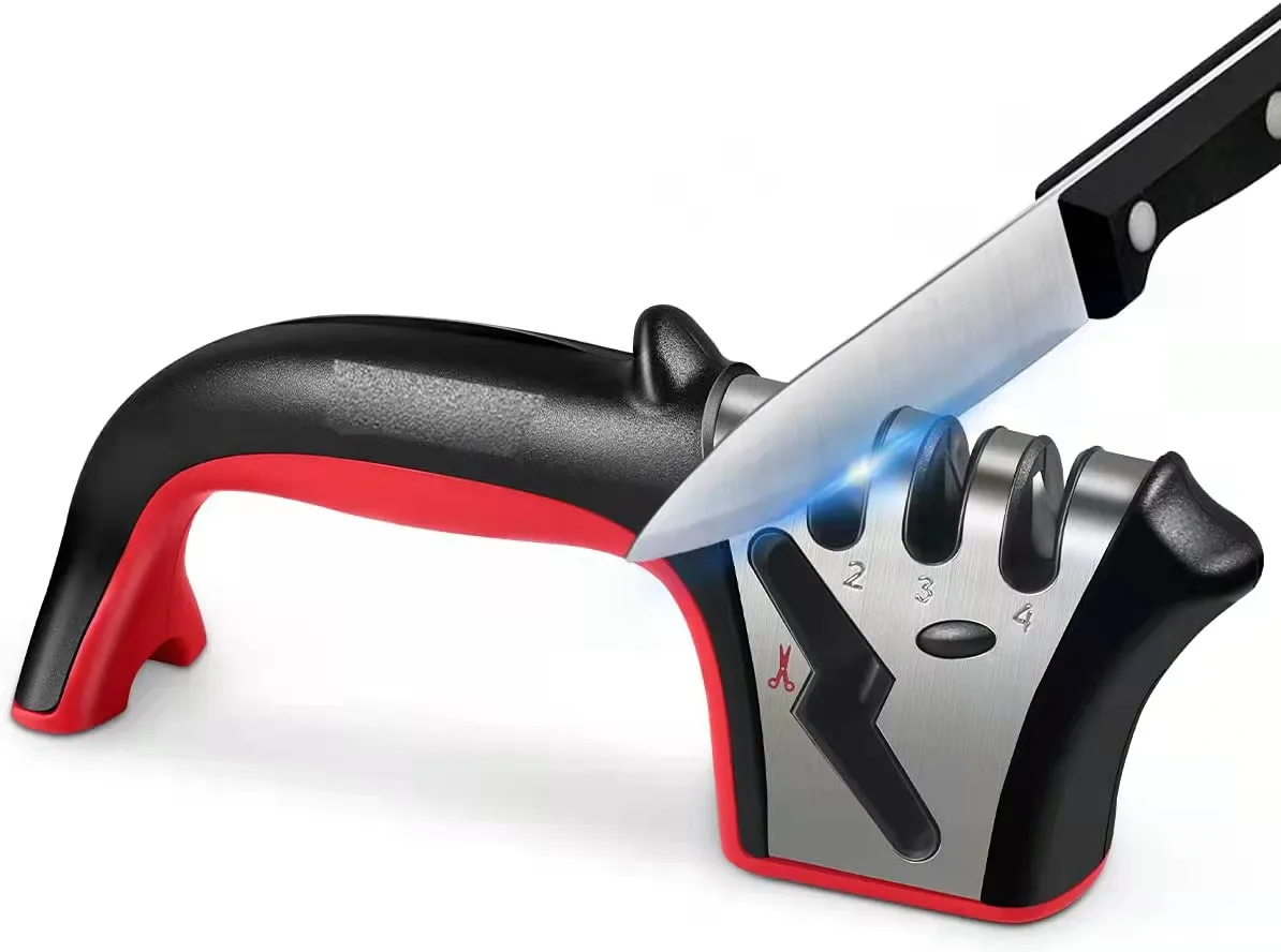 Professional Mini Manual Stainless Steel 4 Stage Kitchen Handheld Knife Sharpener