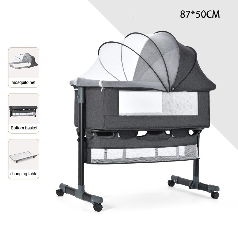 Multifunctional mobile crib splicing large bed, newborn cradle bed, foldable nursing treasure bed Bedside crib