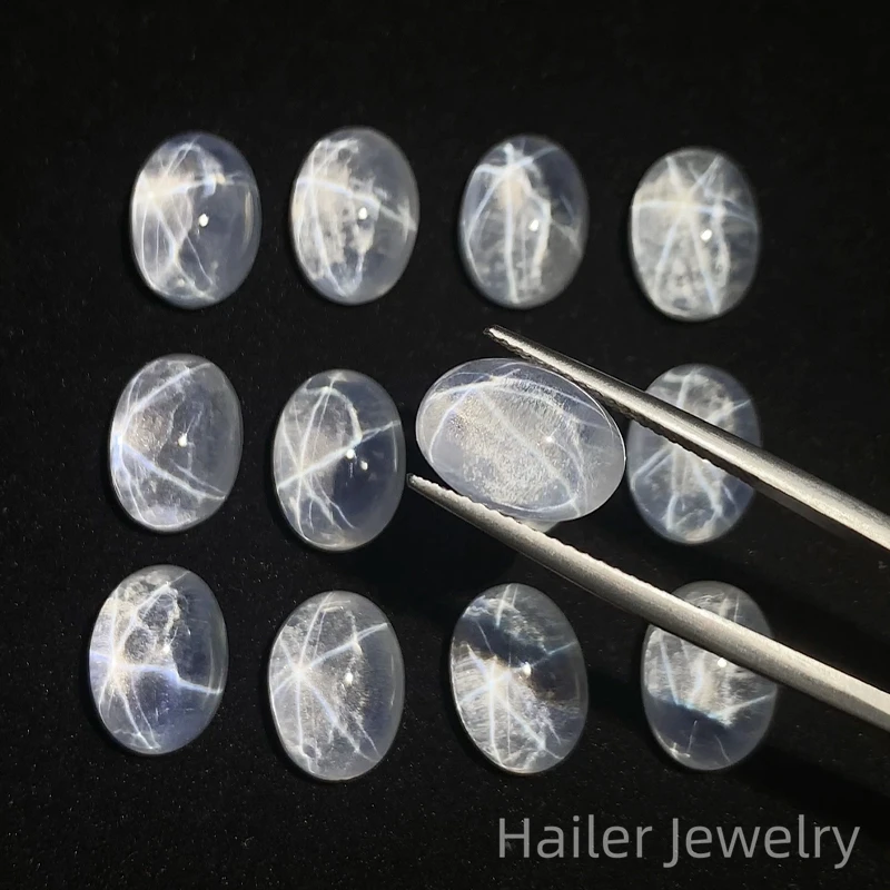 wholesale oval lab created star loose white sapphires labradorite cabochon