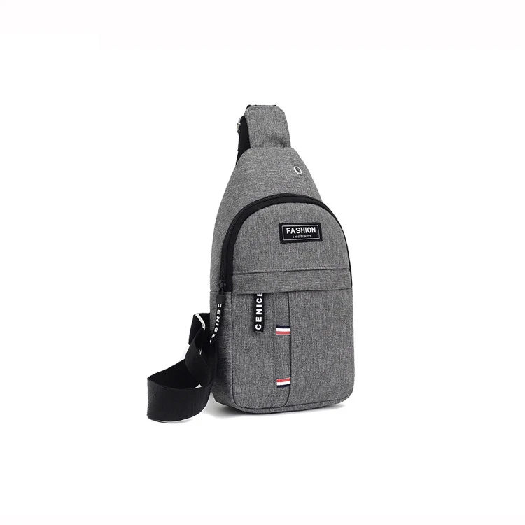 Wholesale Cheap Men Sport Chest Pack Bag Shoulder Earphone Hole Custom Logo Waterproof Crossbody Sling Bag for Men