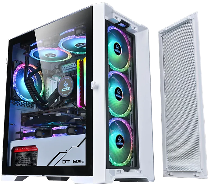 M-ATX Gaming Cabinet Computer Case For Desktop With RGB Fans Transparent Glass Window Panel USB3.0 High Cooling Performance