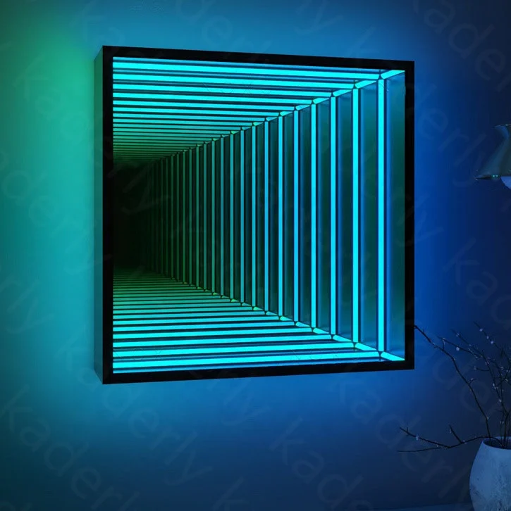 customization Geometric design home decoration RGB color changing 3D magic mirror Infinite magic mirror LED wall lamp