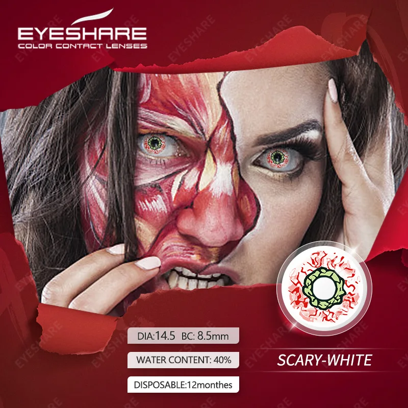 Trendrehab Supplier Natural Crazy Eye Color Contact Lenses Halloween Party Cosplay Fancy Dress and Costumes Soft Red OEM Power