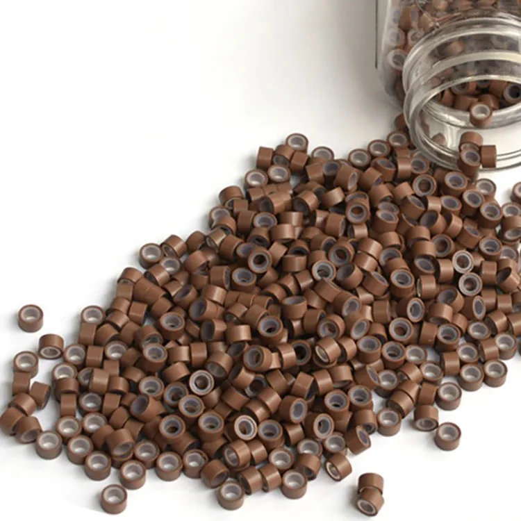 500pcs Hair Extension Micro Rings Beads 5*3*3mm Silicone Lined Tip Links Tube for Extensions Hair Beads for Braids Hair