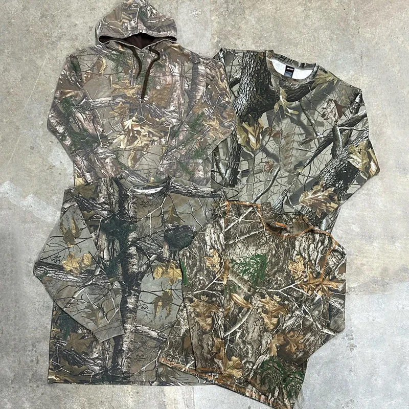 Custom Distressed Hoody Jacket 400 GSM Zipped Zip Up Sublimation Printed Vintage Wooded Real Tree Camo Camouflage Hoodie For Men