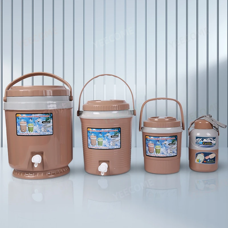 Custom Logo New Arrival Box Cooler Water and Juice Cooler Box Set Outdoor Ice Bucket Plastic