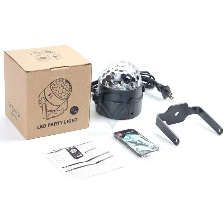 
Best Selling Mini Auto Rotation Sound Actives RGB 3 1W LED Disco Ball Light 