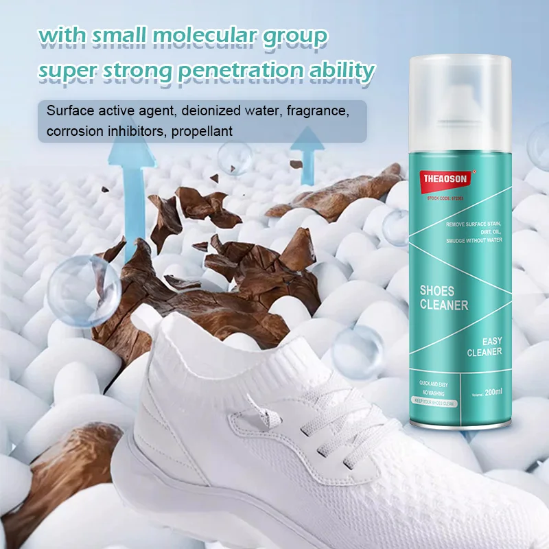 Theaoson shoes cleaner foam sneaker shoe cleaner multi-purpose foam cleaner spray no wash