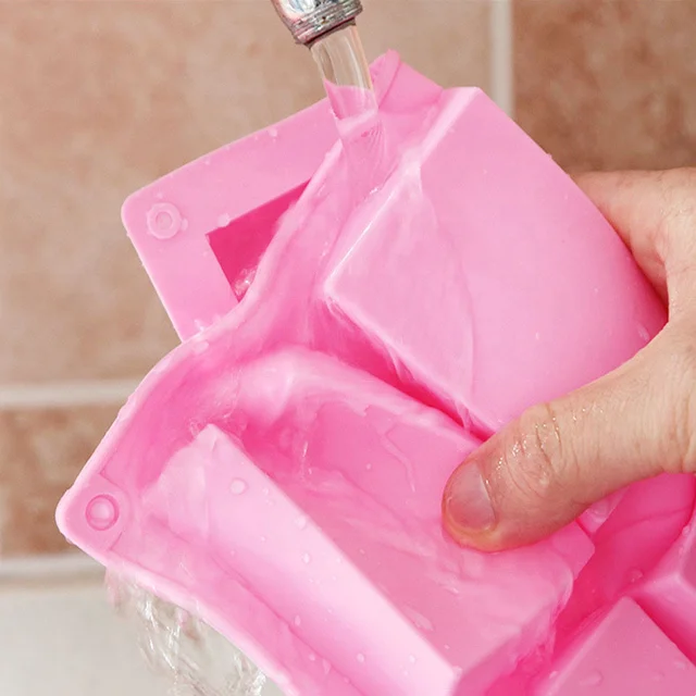 DLC053 Wholesale Customized Logo 6 Holes Rectangle Homemade Silicon Soap Molds For Making Soaps Pudding Muffin