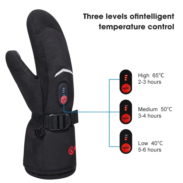 Outdoor Winter Waterproof Windproof Breathable Warming Thermal Rechargeable Battery Touchscreen Downhill Skiing Heated Gloves