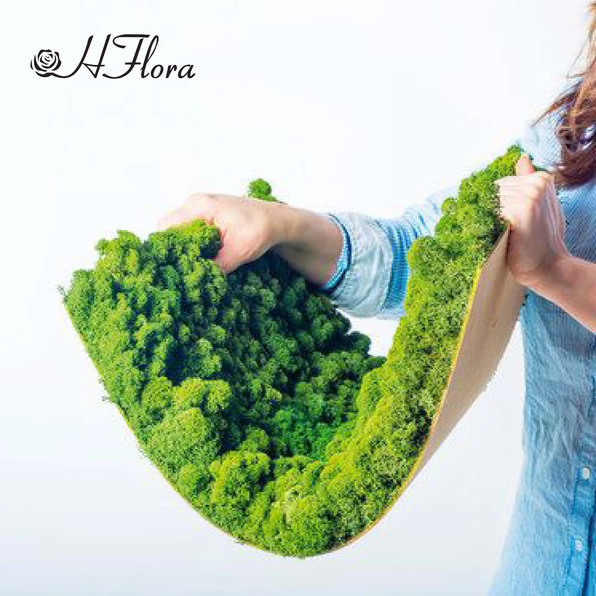 HFlora  Factory Wholesale Hot Sell 1*1 m Large Preserved Moss Panel For Indoor And Outdoor Celebration Company Wall Decoration
