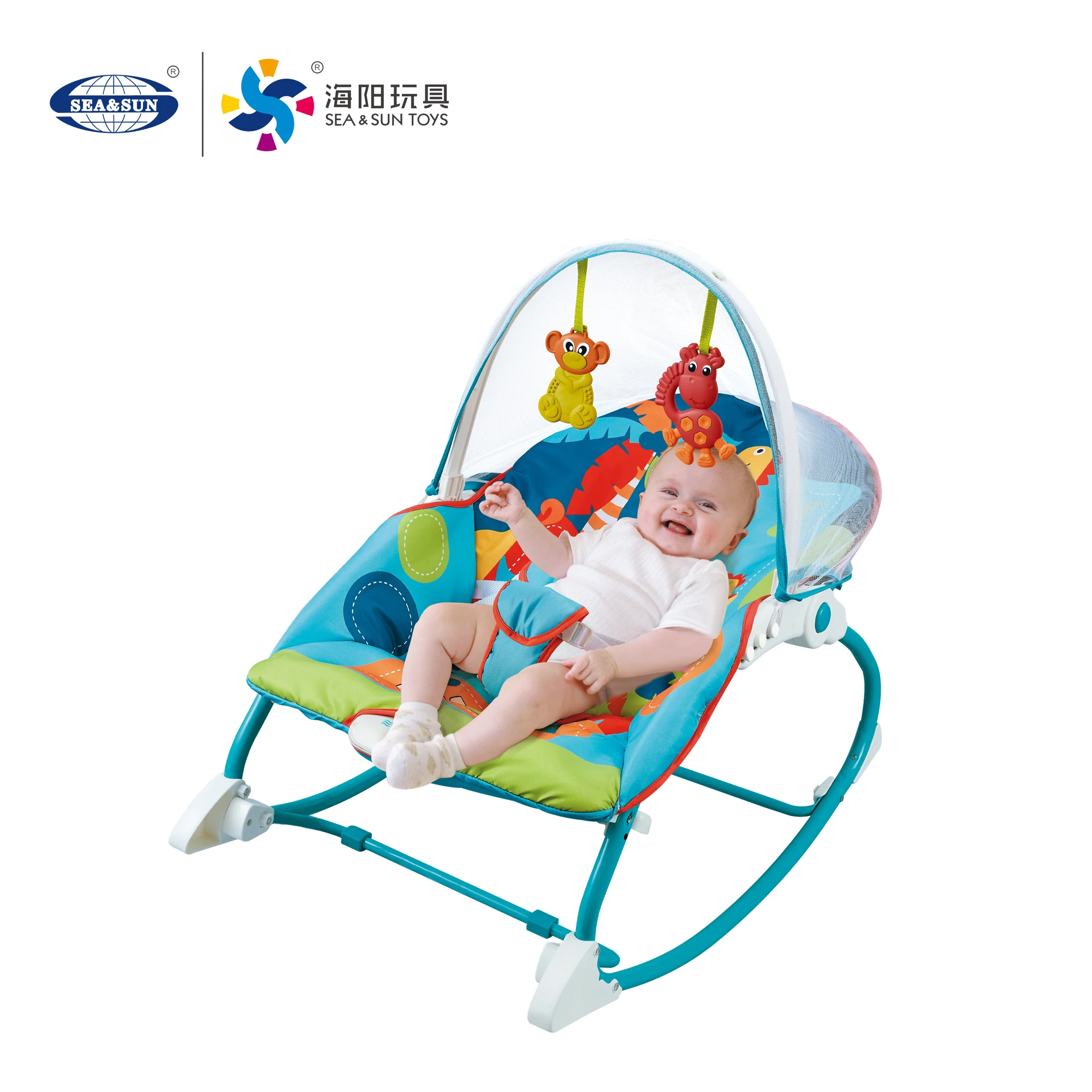 2 in 1 music vibrating baby rocking chair + mosquito net