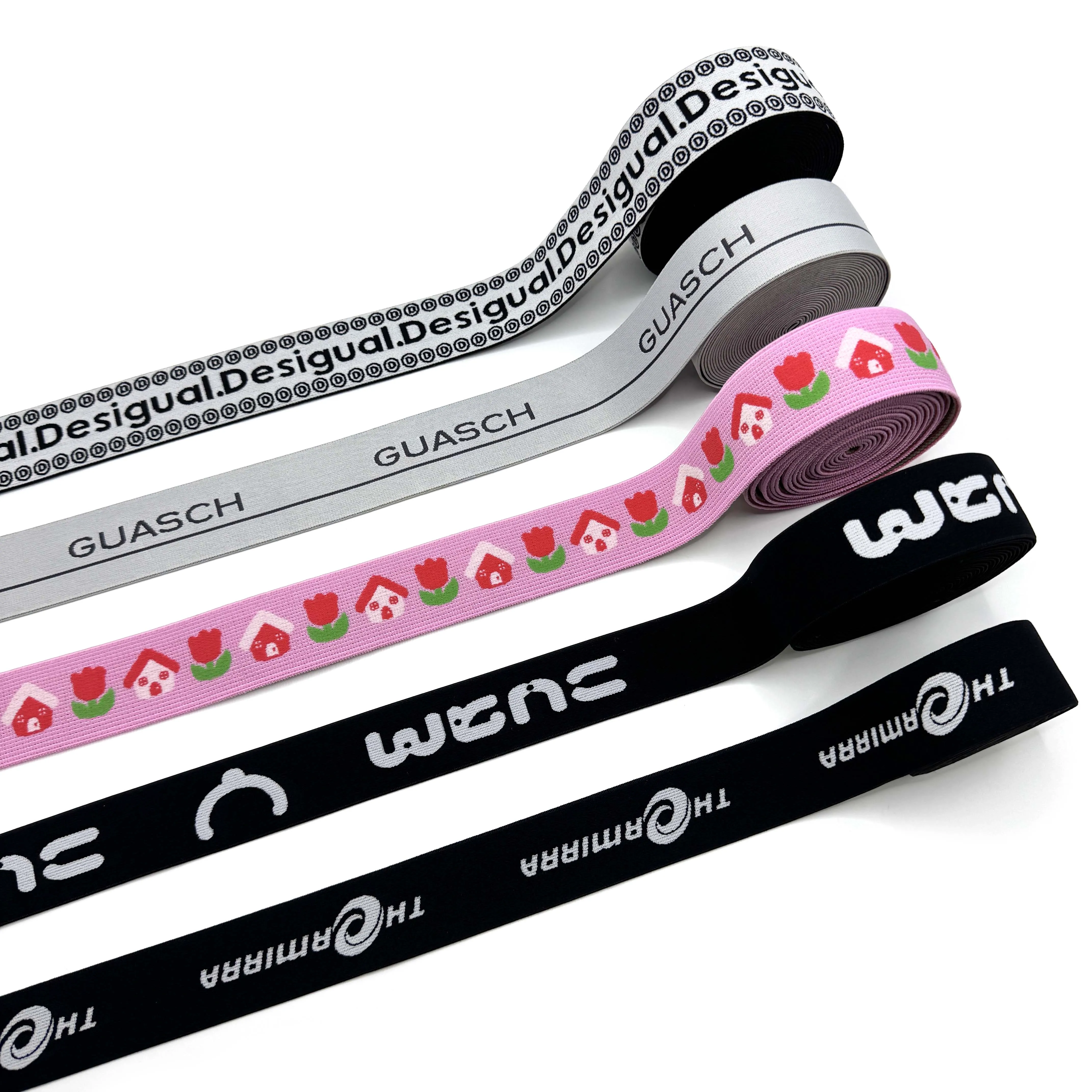 Custom Fashion Logo 40 MM Elastic Band Spandex Strap Lettered Jacquard Elastic Band Patterned Jacquard Elastic Webbing