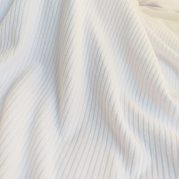 4 Way Stretch 92% Polyester 8% Spandex Knit 3x3 Rib Fabric Brushed White Fabric Ready For Print Sublimation