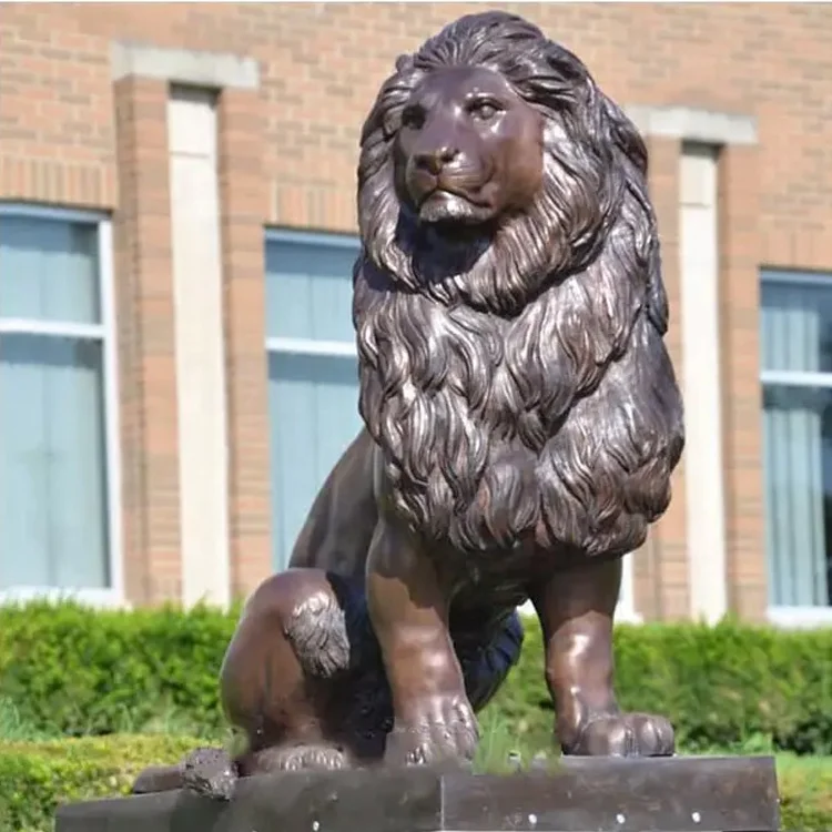 Factory Customized Large Street Decorative Bronze Artwork Lion Brass Sculpture Animal Statue Casting Brass Animals Bronze Lion