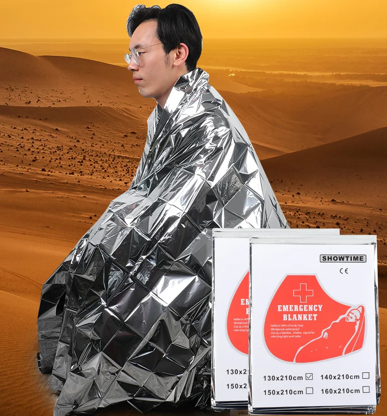 Emergency mylar aluminum foil space blanket outdoor, hiking, camping, survival and medical first aid Thermal blanket