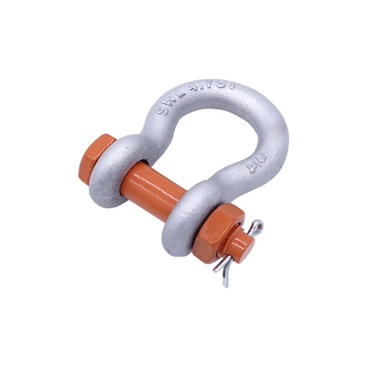 G210 US Type Galvanized Carbon Steel Screw Pin Drop Forged D Ring Shackle