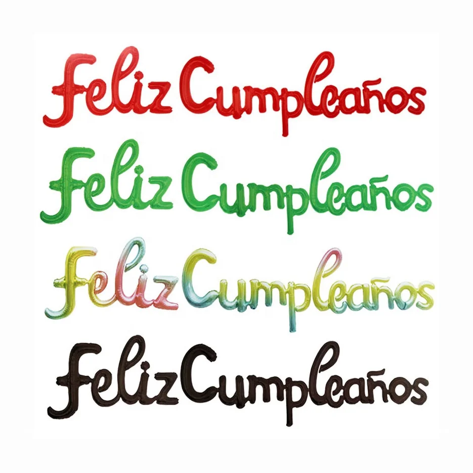 RTS Peru Mexico 16' Rose Gold Colorful Foil Happy Birthday Spanish Conjoined Feliz Cumpleanos Balloon Set for Party Decoration