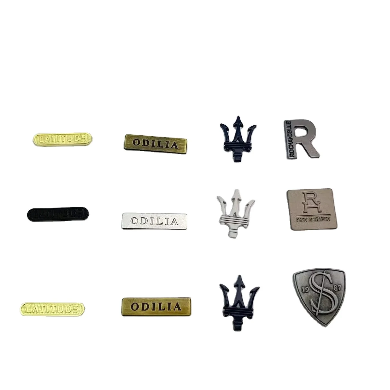 Custom Personalized Metallic Letter Brand Label Jewelry Logo Metal Tags for Clothes Customizable Garment Labels