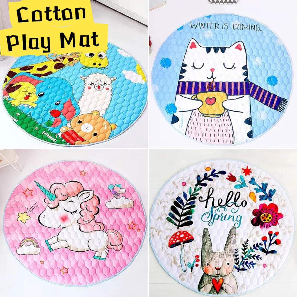 Sensory Tile Baby Solid Linen Floor Play Mat Skin Friendly Rug Kids Picnic Crawling Mat Carpet Cotton Portable Play Mat