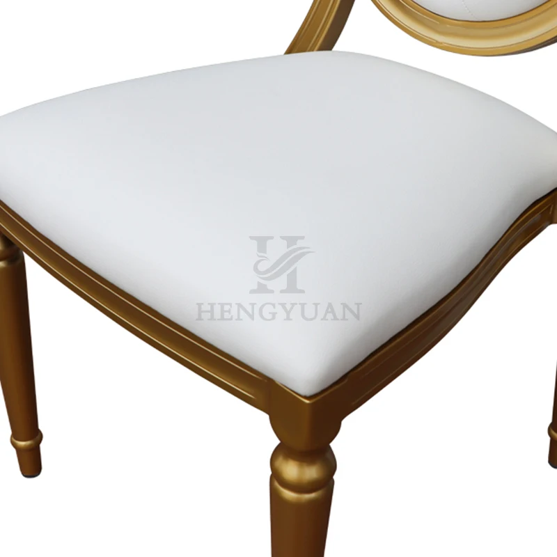 Золотистый Штабелируемый алюминиевый стул для французского ресторана, банкета, обеда, свадьбы