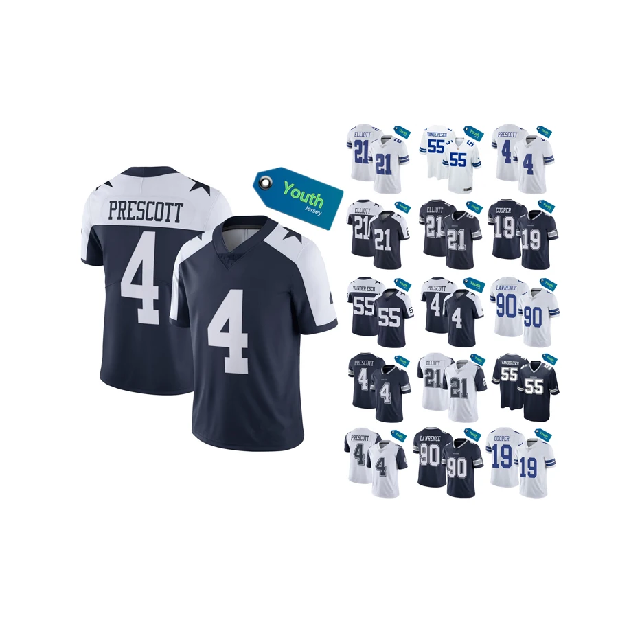 04 Prescott 21 Elliott 55 Vander esch далласская ковбойская детская футболка Молодежный футбол