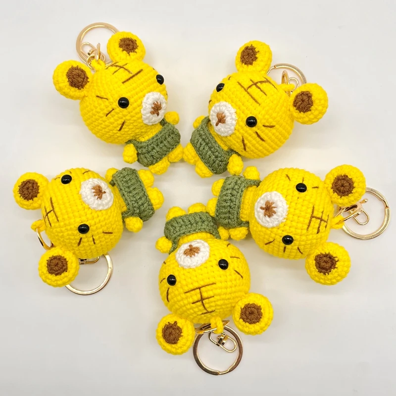 2022 Customized Amigurumi Keyring Crochet Keychain Knitted Little Pika chu Rabbit Bear Frog Doll Toys animals Keychain For Baby