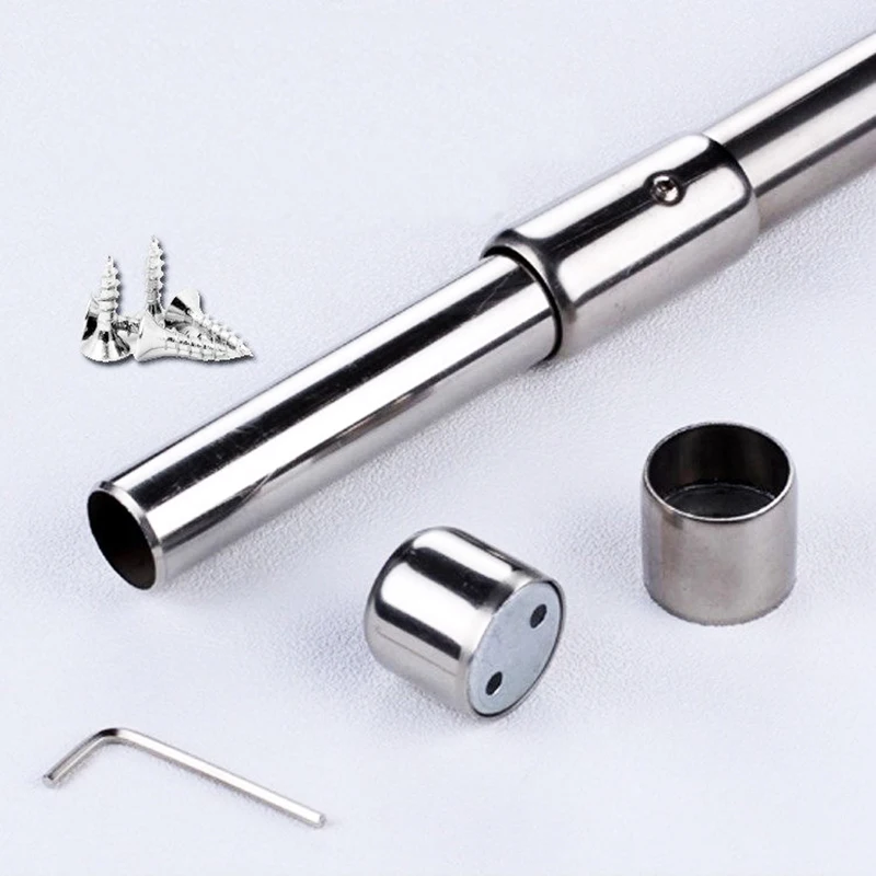 Furniture Tube Support Stainless Steel Hanging Rail Closet Rod Holders Wardrobe Round Tube