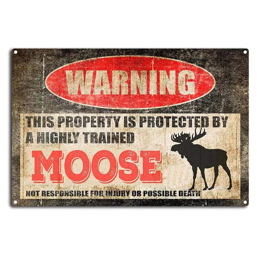 Moose Metal Tin Signs Garage Wall Decoration Vintage Metal Poster Car Motorcycle Power Tools Retro Metal Stickers Outdoor Signs