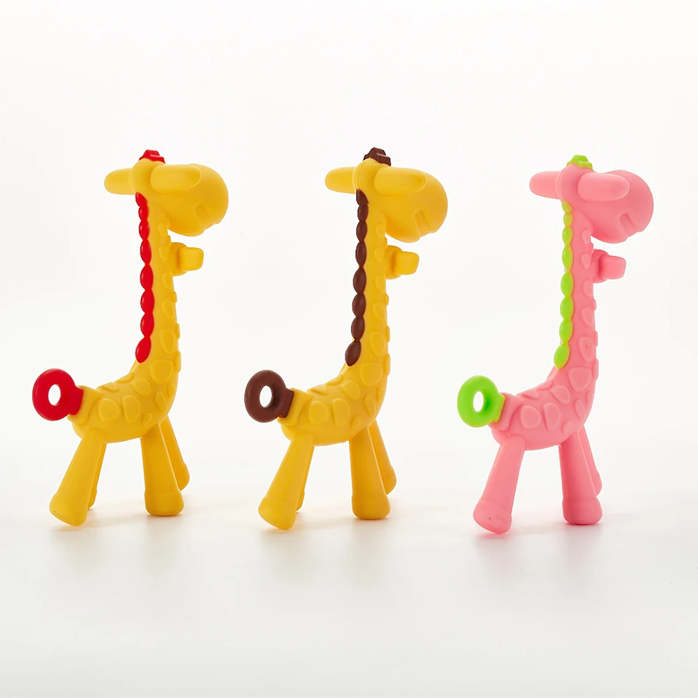 
Giraffe design BPA free food grade silicone newborn baby teether teething toy 
