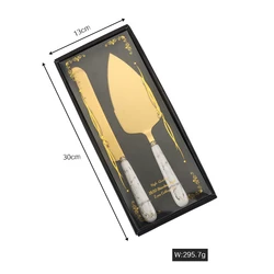 Party Wedding ceramic handle cake server cake knife set with box gold-plated Cake knife shovel and pizza shovel butter knife