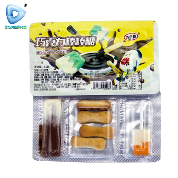 Funny lunch box 3 in 1 biscuit with chocolate jam and lollipop candy