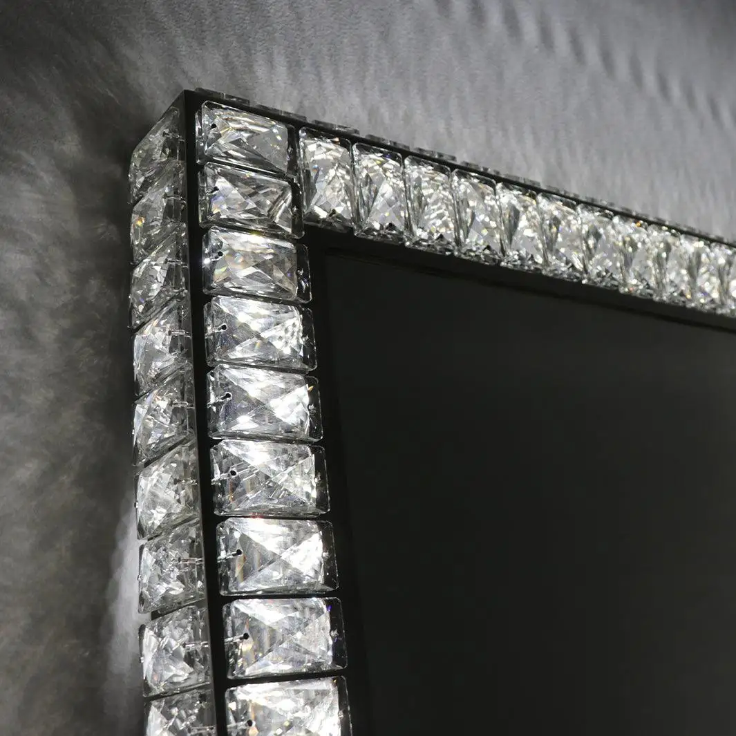 OEM Accept 3 Color Modes Crystal Wall Mirrors Home Decor Modern Led Floor Mirror Standing Large Floor Mirror