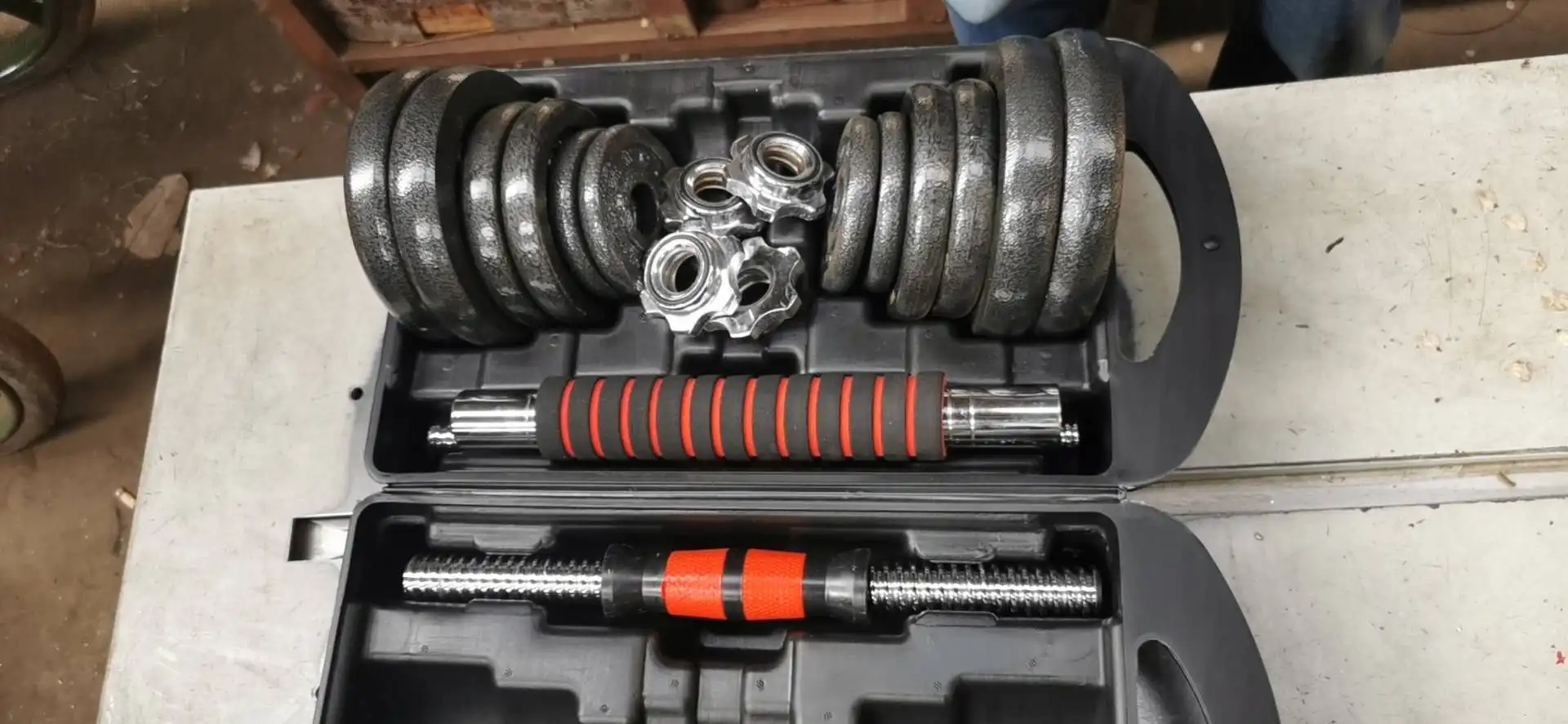 10kg Cast iron painting adjustable dumbbell weights set with rubber handle bar