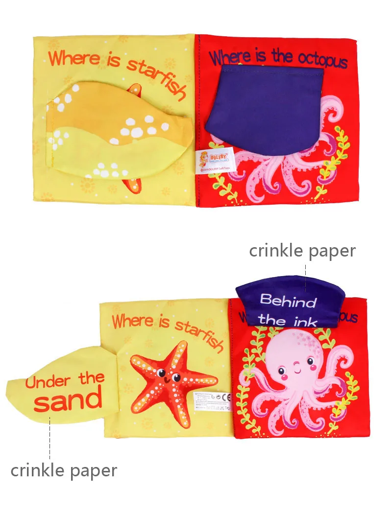 EN71 CPC Certification Multifunctional tail cloth book educational toy book baby cloth book D141