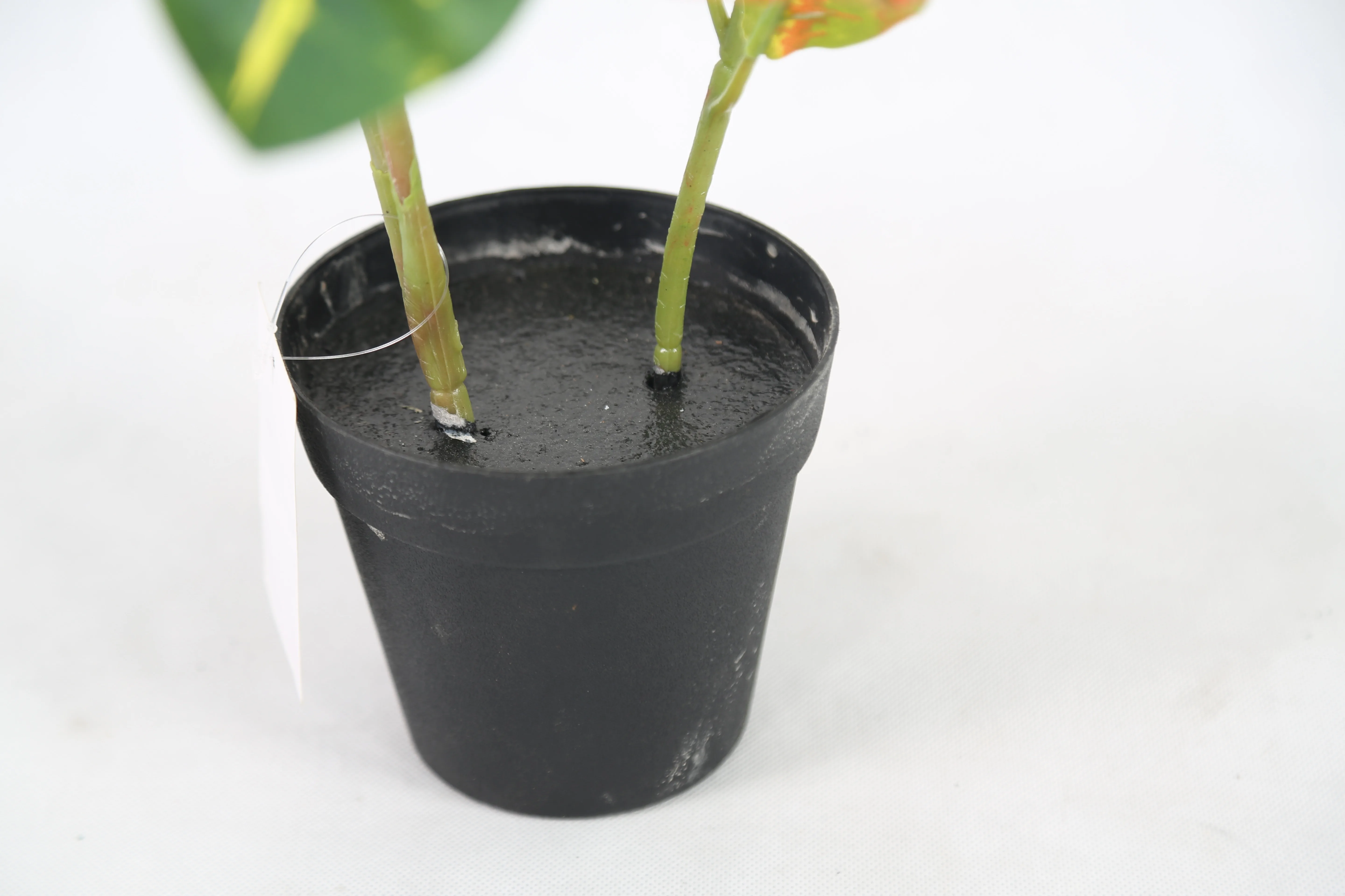 Factory Wholesale Faux Bonsai Tabletop Indoor Artificial Croton Codiaeum Variegatum Plant Tree For Home & Garden Decoration