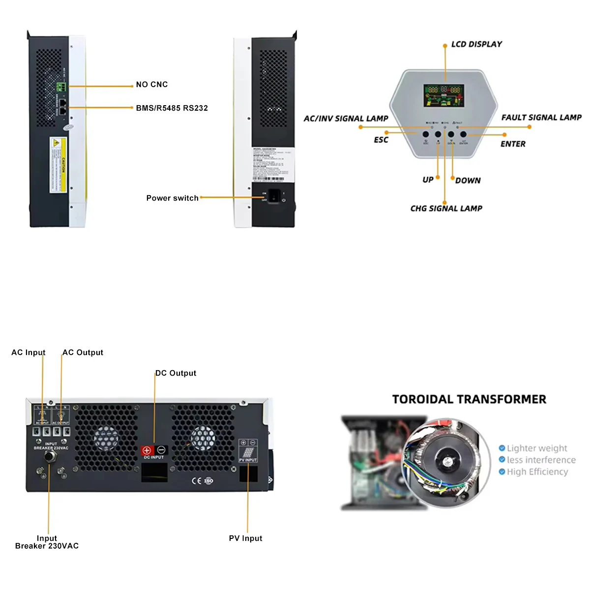 Wingosolar 3Kva 24V 48V 3500W 5Kw 5Kva Off Grid DC To AC Solar Inverter Without Battery