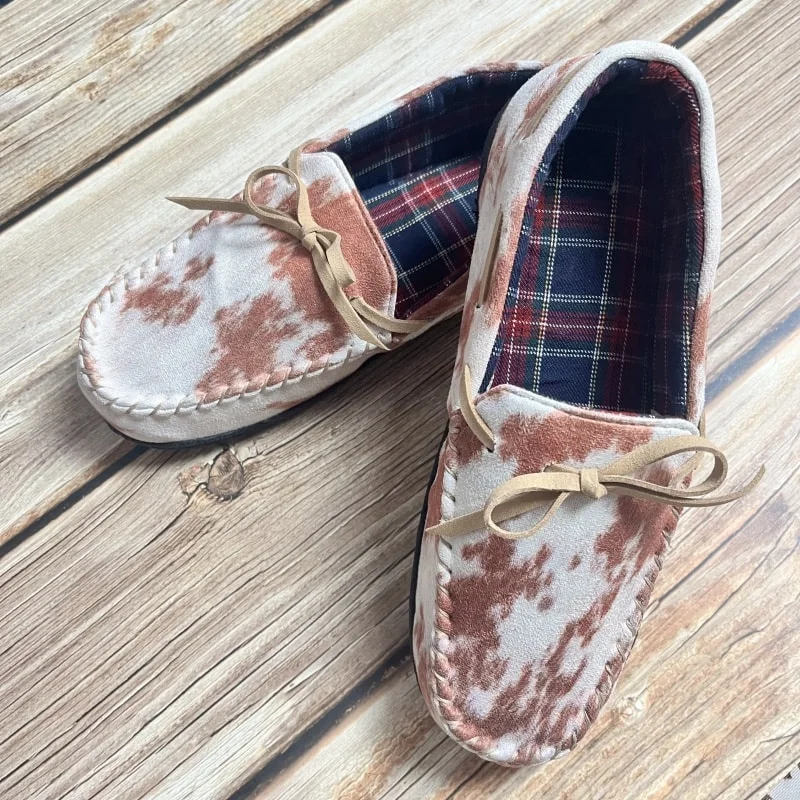 Wholesale Western Style Cattle Print Aztec Western World Spring and Autumn Moccasins Support Customization