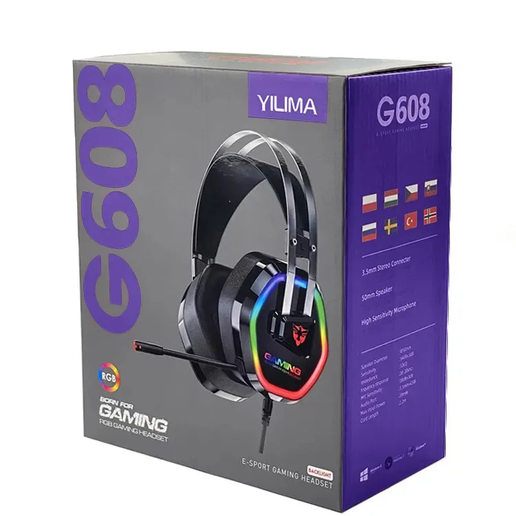 GMI Custom Hanging Charger Data Cable Headset Paper Packaging Box Window Carton Phone for earphone